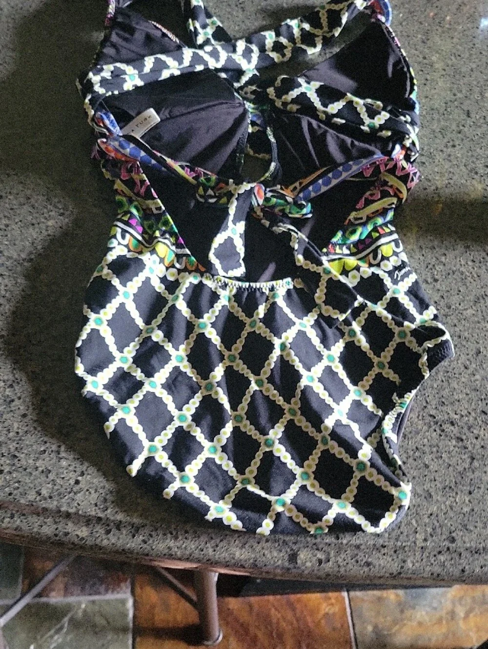 Trina Turk Black Multi-Color Patterned One-Piece Swimsuit - Picture 4 of 11
